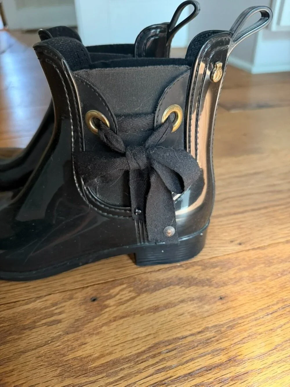 Lemon Jelly Black Ankle Rain Boots Bow Detail EU 40 / US 9